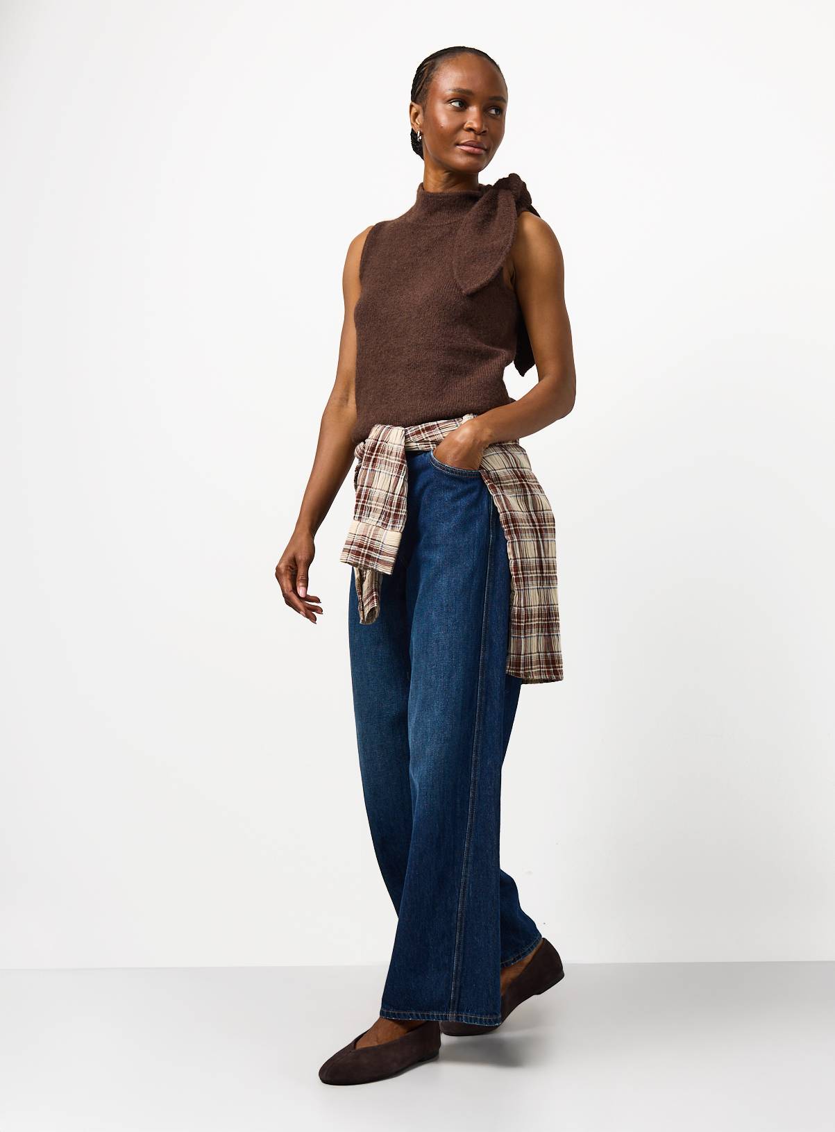 Brown Scarf Vest Knit Top 24 - Image 3